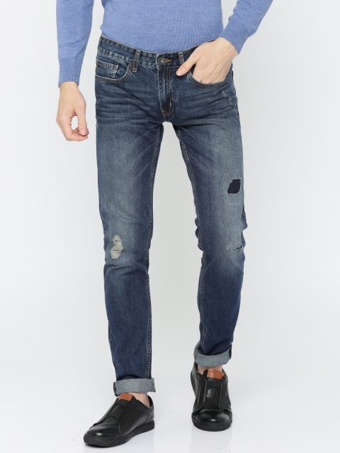 

Pepe Jeans Men Blue Regular Fit Low-Rise Mildly Distressed Jeans