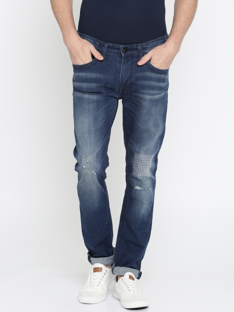 

Pepe Jeans Men Blue Slim Fit Low-Rise Mildly Distressed Stretchable Jeans