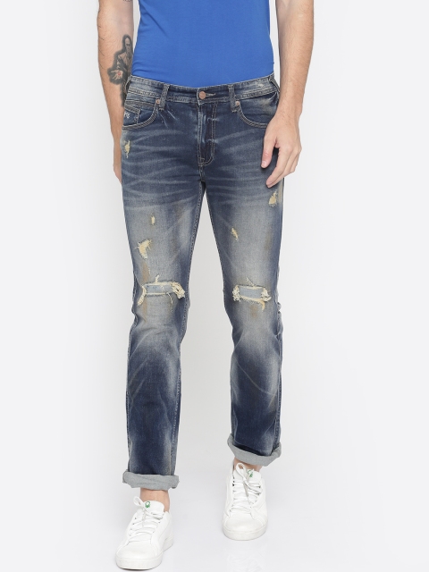 

Pepe Jeans Men Blue Slim Fit Low-Rise Mildly Distressed Stretchable Jeans