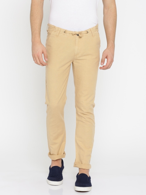 

Pepe Jeans Men Beige Slim Fit Solid Regular Trousers