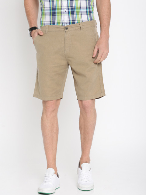 

Pepe Jeans Men Khaki Solid Slim Fit Regular Shorts