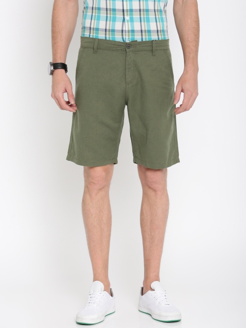 

Pepe Jeans Men Olive Green Solid Slim Fit Chino Shorts