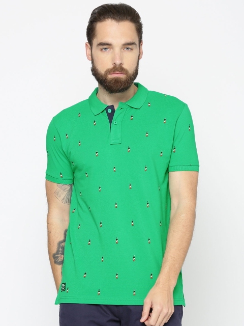 

Pepe Jeans Men Green Printed Polo Collar T-shirt
