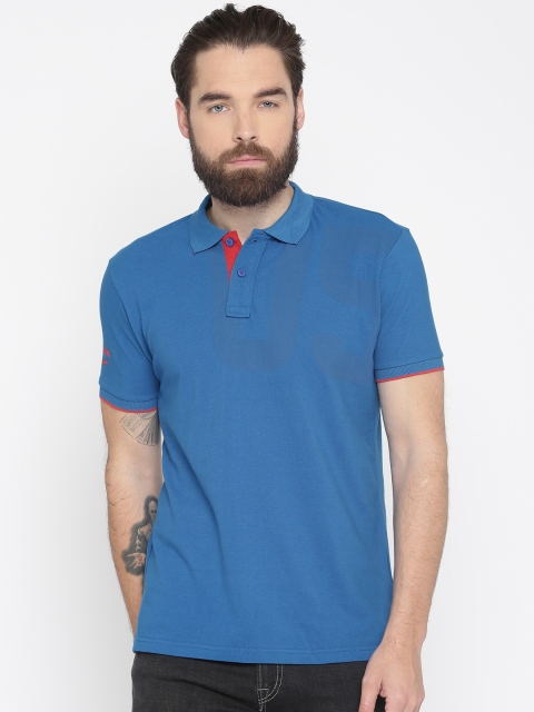 

Pepe Jeans Men Blue Solid Polo Collar T-shirt