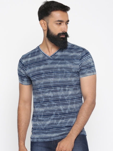 

Pepe Jeans Men Blue Striped V-Neck T-shirt