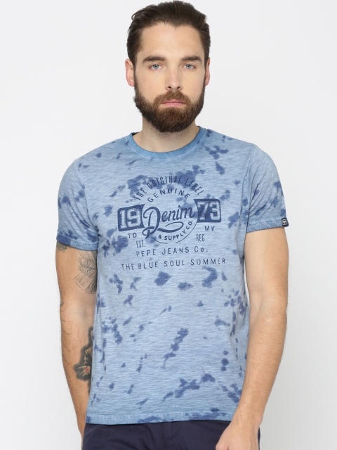 

Pepe Jeans Men Blue Printed Round Neck T-shirt
