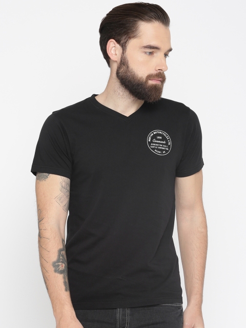 

Pepe Jeans Men Black Printed V-Neck T-shirt