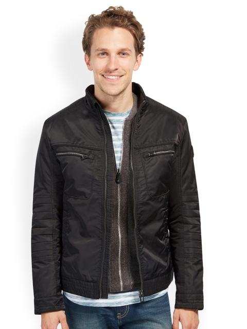 

Tom Tailor Men Black Solid Open Front Jacket
