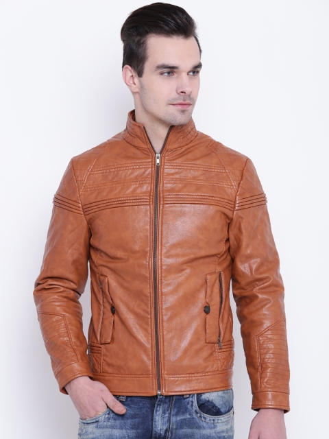 

Fort Collins Men Brown Solid Biker Jacket