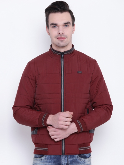 

Fort Collins Men Maroon Solid Bomber Jacket