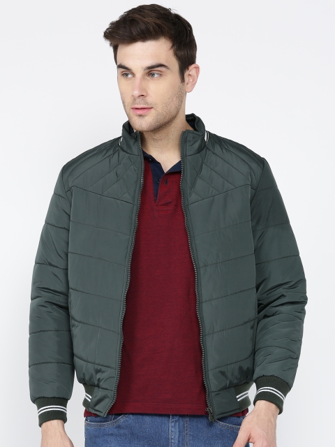 

Fort Collins Men Olive Green Solid Bomber Jacket