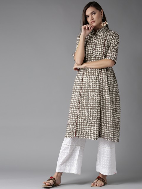 

Moda Rapido Women Beige & Taupe Printed A-Line Kurta