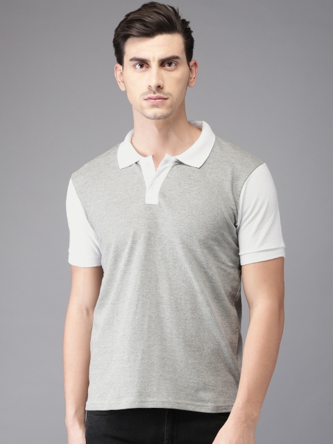 

Moda Rapido Men Grey Melange Solid Polo Collar T-shirt