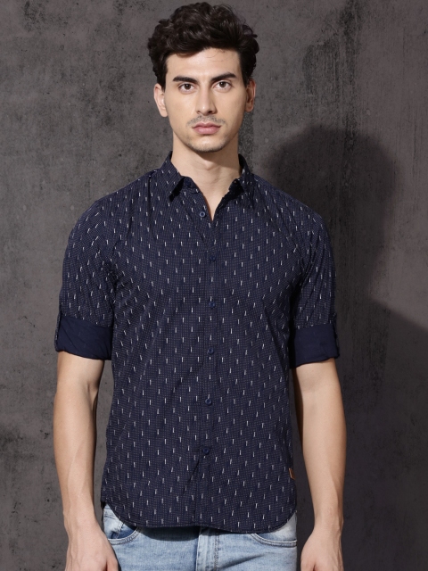 

Roadster Men Navy Blue Regular Fit Printed Casual Shirt