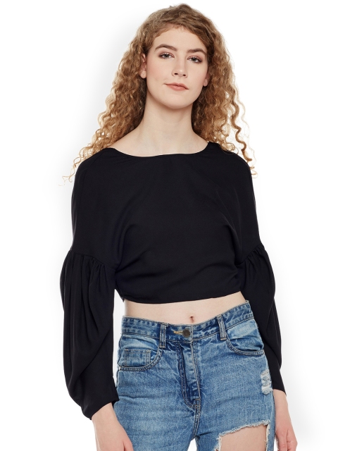 

Oxolloxo Women Black Solid Crop Top