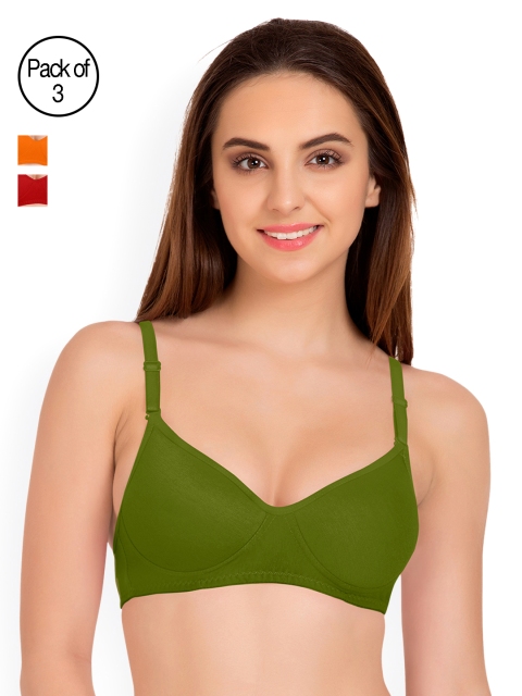 

Tweens Pack of 3 Full-Coverage T-shirt Bras TW91301, Olive