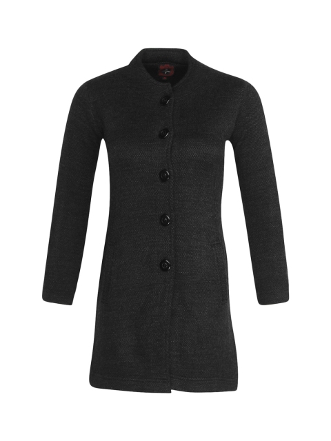 

Cayman Girl Black & Charcoal Grey Knitted Patterned Tailored Coat