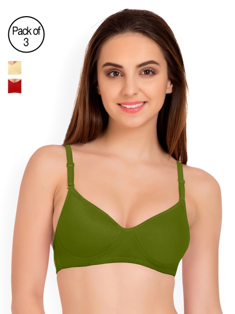

Tweens Pack of 3 Full-Coverage T-shirt Bras TW91301, Olive