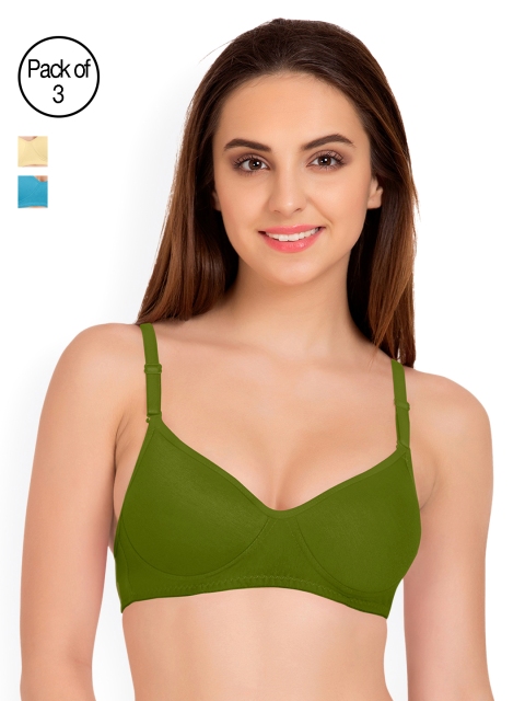 

Tweens Pack of 3 Full-Coverage T-shirt Bras TW91301, Olive