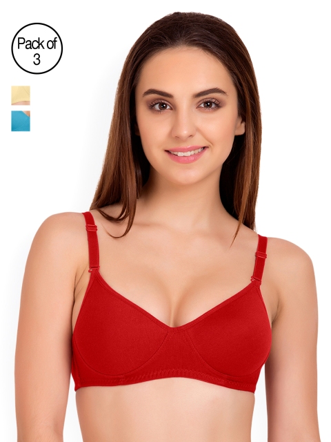 

Tweens Pack of 3 Full-Coverage T-shirt Bras TW91301, Red