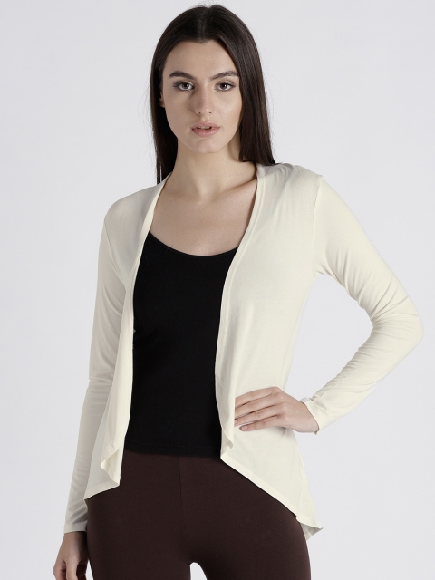 

Splash Off-White Solid Open Front Waterfall Shrug