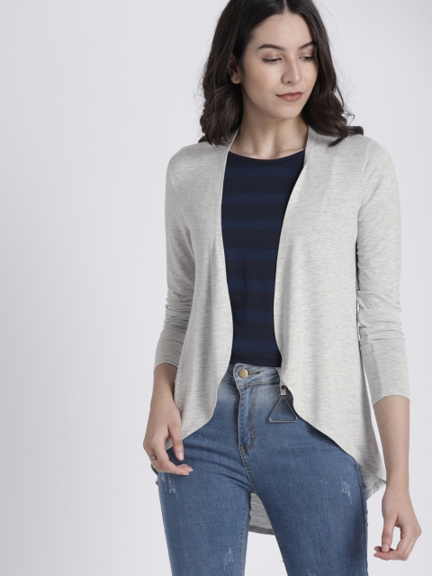 

Splash Women Grey Melange Solid High-Low Open Front Shrug