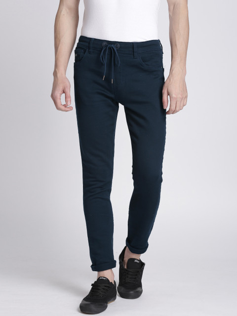 

Splash Men Navy Blue Solid Regular Trousers