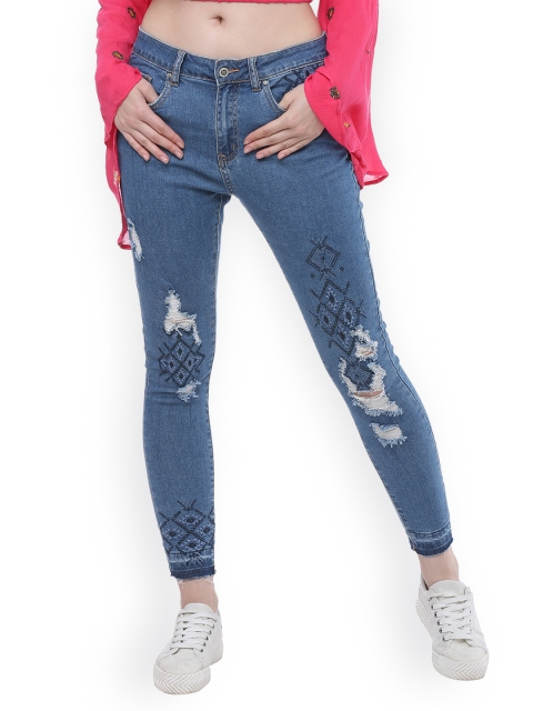 

Splash Women Blue Regular Fit Mid-Rise Low Distress Jeans