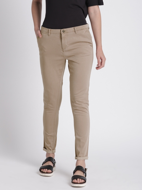 

Splash Women Taupe Skinny Fit Solid Regular Trousers