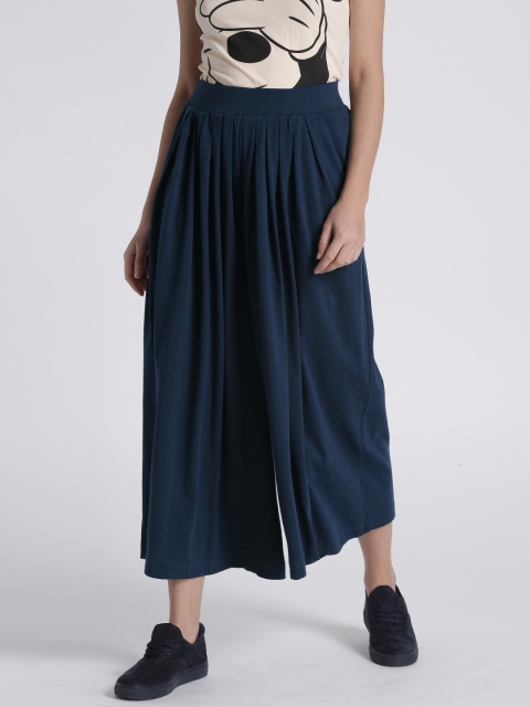 

Splash Women Navy Solid Flared Palazzos, Navy blue