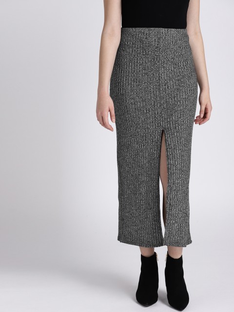

Splash Women Grey Solid Straight Maxi Skirt