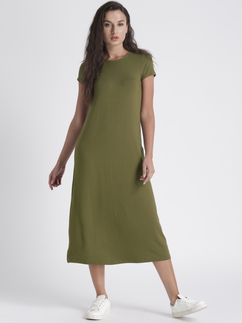 

Splash Women Olive Green Solid A-Line Dress