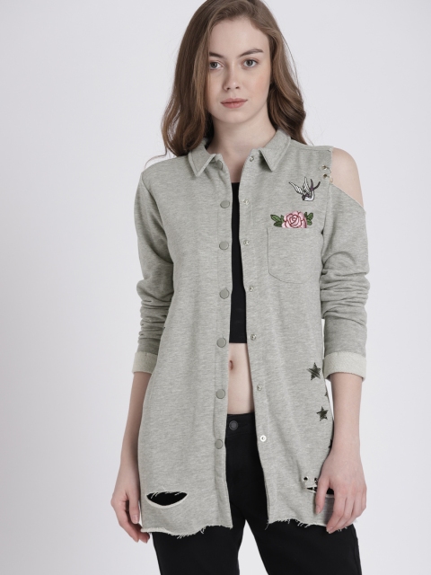 

Splash Women Grey Melange Printed Tailored Jacket