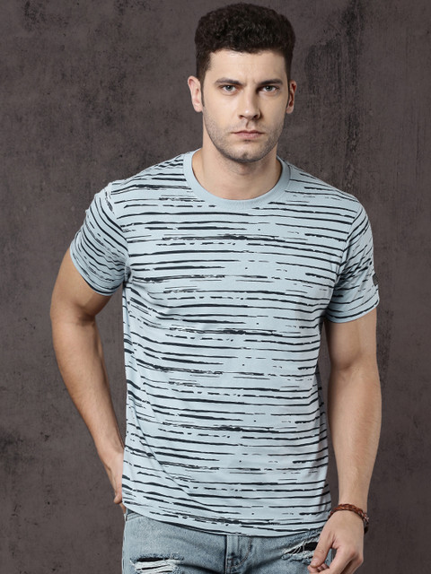

Roadster Men Blue Printed Round Neck T-shirt
