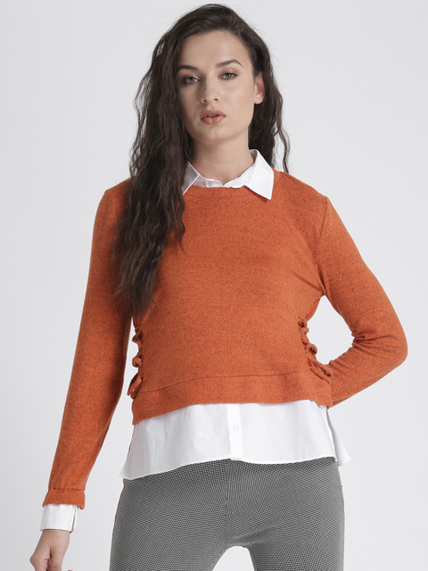 

Splash Women Orange Solid Shirt Style Top