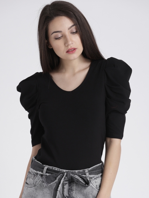

Splash Women Black Solid Ruffled Top