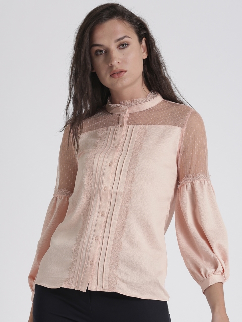 

Splash Women Peach-Coloured Solid Shirt Style Top