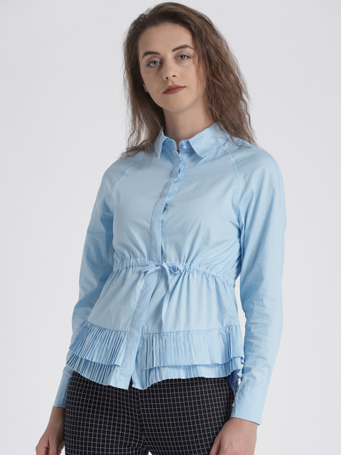 

Splash Women Blue Solid Shirt Style Top