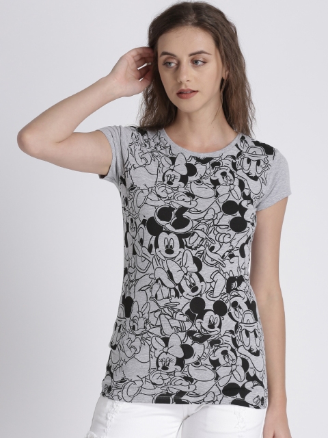 

Splash Women Grey Printed Round Neck T-shirt