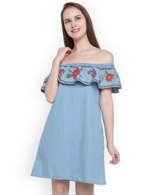 

Splash Women Blue Solid A-Line Dress