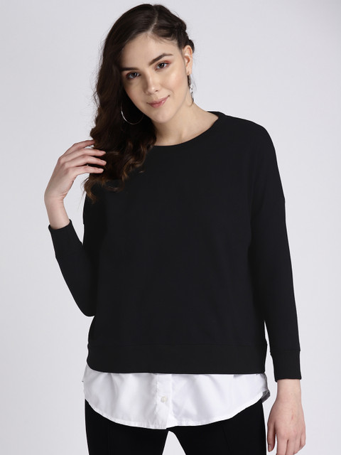 

Splash Women Black Solid Sweatshirt