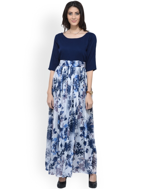 

SCORPIUS Women Blue Printed Maxi Dress