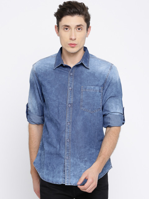 

HERE&NOW Men Blue Regular Fit Faded Casual Shirt