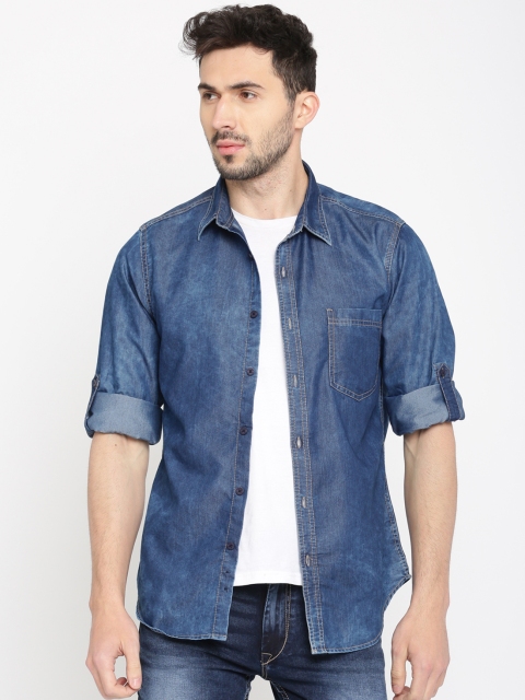 

HERE&NOW Men Blue Regular Fit Solid Casual Shirt