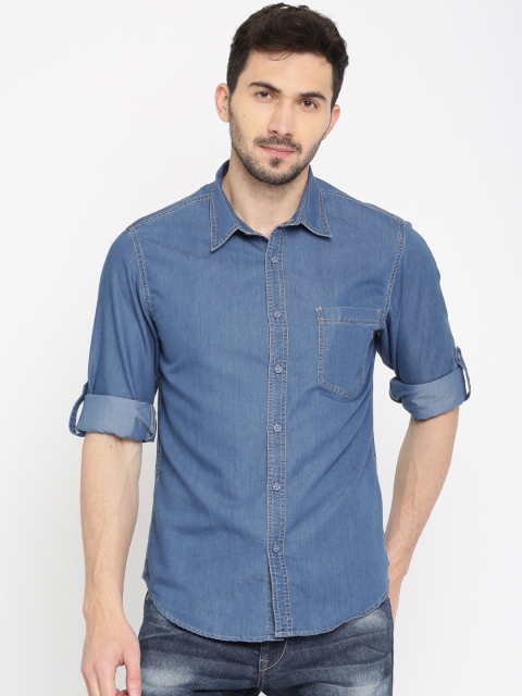 

HERE&NOW Men Blue Regular Fit Faded Denim Casual Shirt