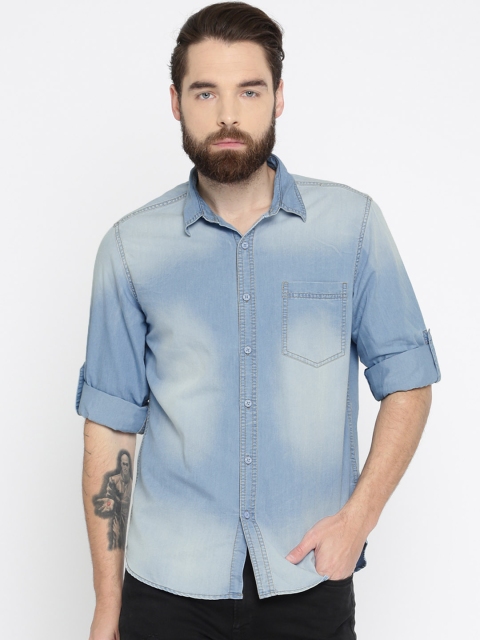 

HERE&NOW Men Blue Regular Fit Faded Denim Shirt