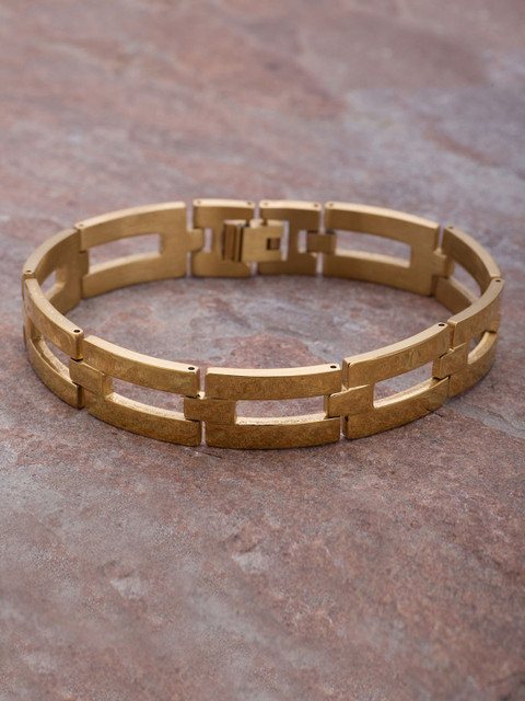 

Dare by Voylla Gold-Toned Stainless Steel Gold-Plated Handcrafted Link Bracelet