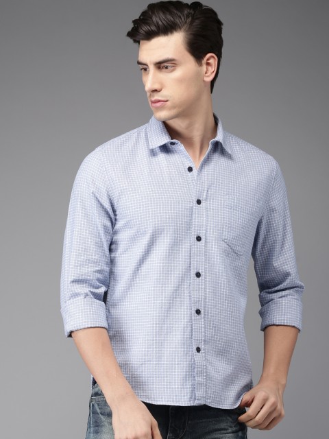 

HERE&NOW Men Blue & White Regular Fit Checked Casual Shirt