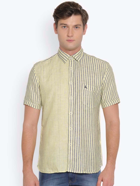 

Parx Men Yellow Slim Fit Striped Casual Shirt