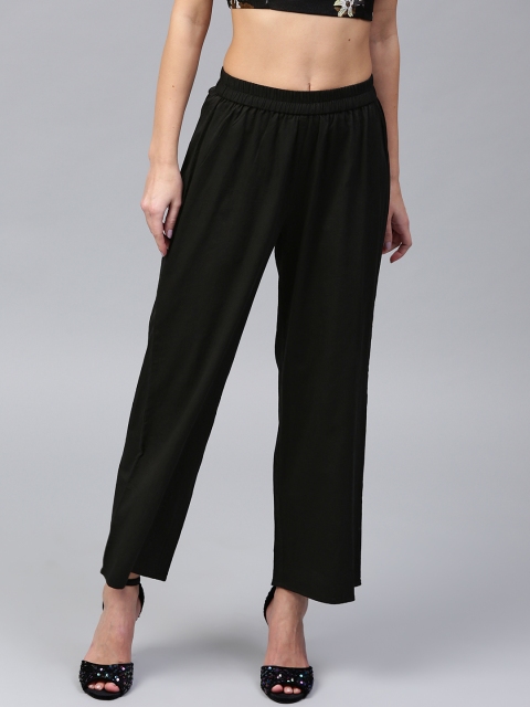 

SASSAFRAS Women Black Straight Solid Palazzos